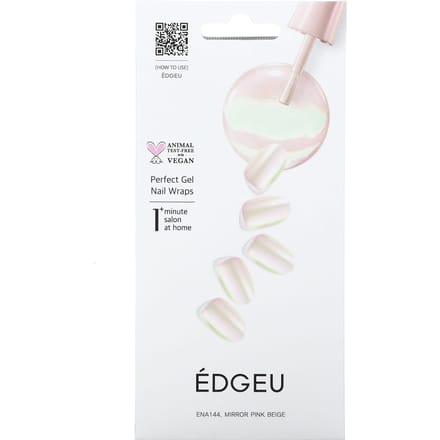 Edgeu, enveloppe d'ongle en gel parfait, ENA144, rose beige miroir, ensemble de 19 pièces white