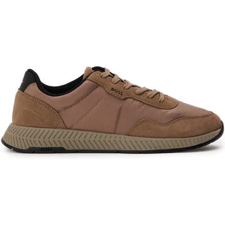 Men's Boss Titanium Runn Sdnypa Low Top Sneakers in Dark Beige