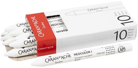 CARAN D’ACHE Neocolor I, L: 10 cm, dikte 8,5 mm, white (001), 10 stuk