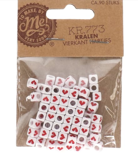 ME Kralen vierkant hartjes - 90 stuks
