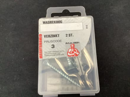 Wasrek ophang beugel set. Verzinkt. 2 stuks wasrekoog.Meestersmid .DeltafiX.