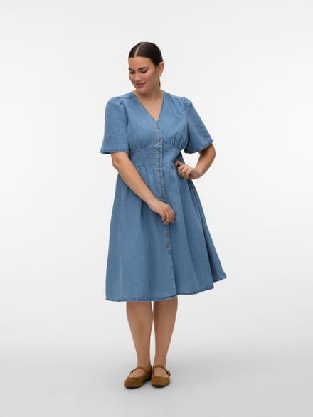 Vero Moda Curve Denim jurk VMCMELANEY Midi-jurk
