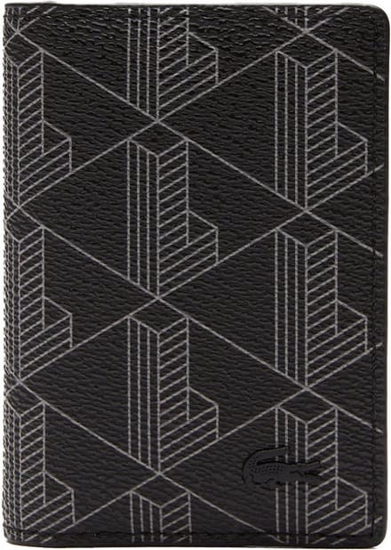 LACOSTE Kaarthoes Pocket Organizer Monogram Noir Gris Zwart