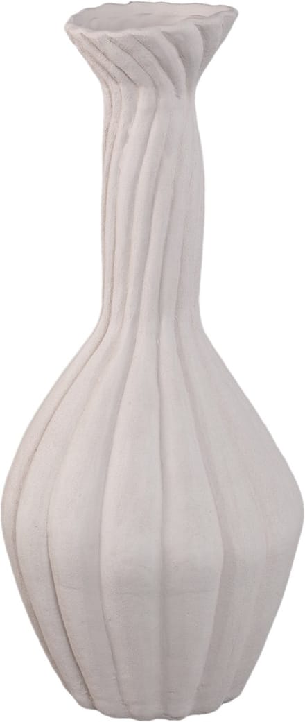 PTMD Lydia White Ceramic Swirl Ribbed Vase L