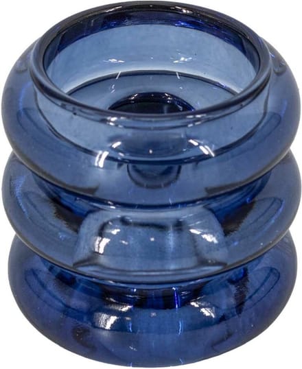 Glazen waxine- en kaarsenstandaard blauw