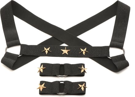 XR Brands - Borstharnas met Armbanden - Zwart