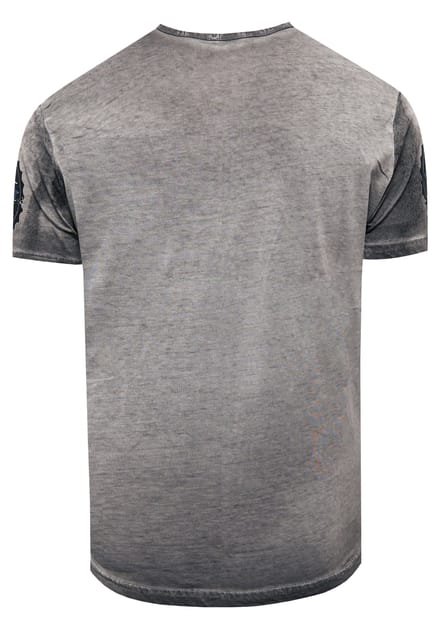 T-shirt met logo-print en knoopsluiting