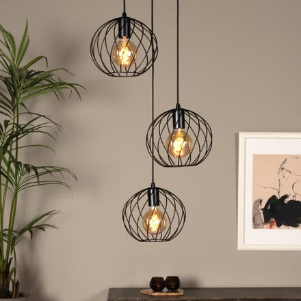 Lucide DANZA - Hanglamp - Ø 50 cm - 3xE27 - Zwart