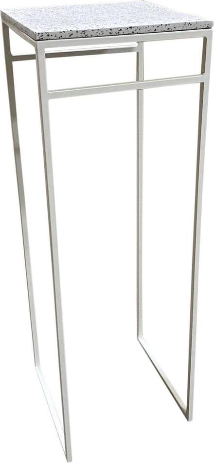 Plantentafel - Sokkel - Pilaar metaal wit, met polyrazo top 34x34x100 cm