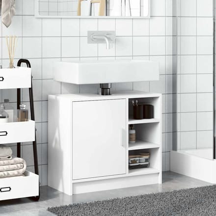 vidaXL - Wastafelkast - 63x29x55 - cm - bewerkt - hout - wit