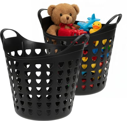 Storage solutions Speelgoedmand - 2x - zwart - 26 liter - kunststof - 40 x 41 cm