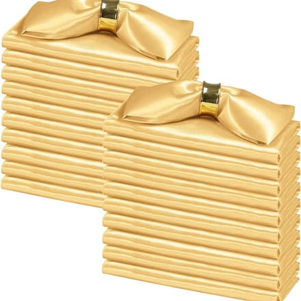 Satijnen Servetten - Stoffen Servetten - Tafel Decoratie - Overlock Design - 43 x 43 cm - Goud