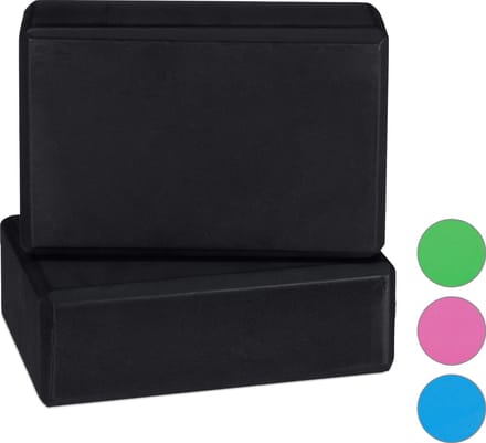 yogablok - set van 2 - foam - antislip - 8 x 23 x 15 cm - zwart
