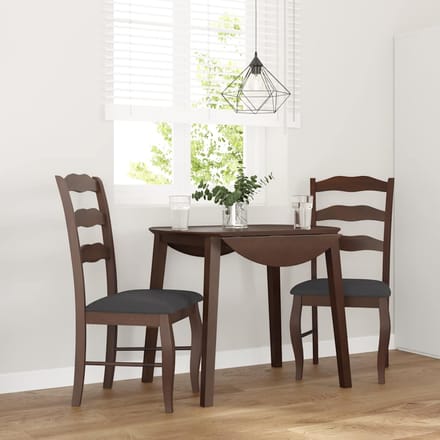 vidaXL - Eetkamerstoelen - met - kussens - 2 - stuks - bruin - massief - hout - rubber
