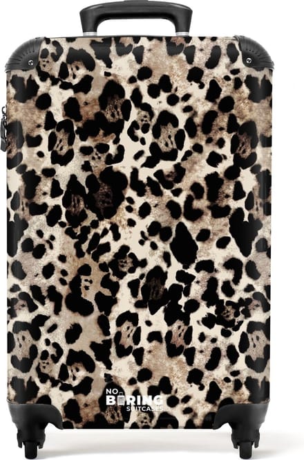 NoBoringSuitcases.com® - Koffer beige panterprint - 55x35x25