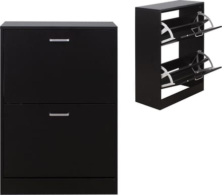 VDD - Schoenenkast - schoenenrek - 2 vakken - zwart