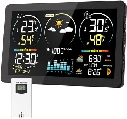 Draadloos Weerstation met Digitale Veelkleurige Display en Buitensensor