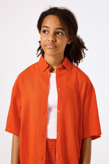 GARCIA Meisjes Effen Blouse Oranje Korte mouw