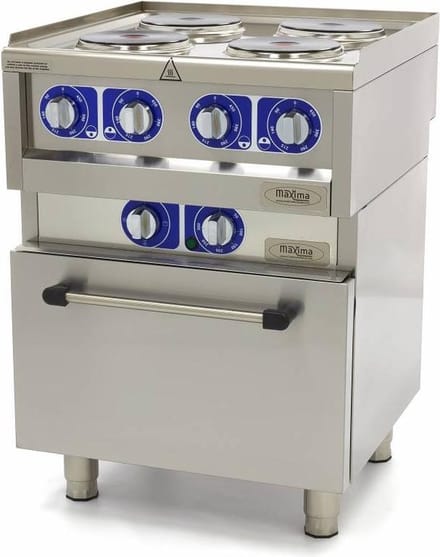 Professionele Horeca Fornuis - 4 Pitten - Met Oven - Elektrisch - 60 x 60 cm