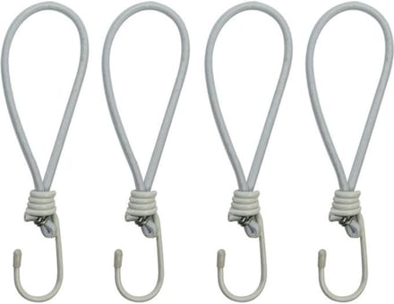 ProPlus Elastische tentspanners met haak - 20 cm - wit - set van 4