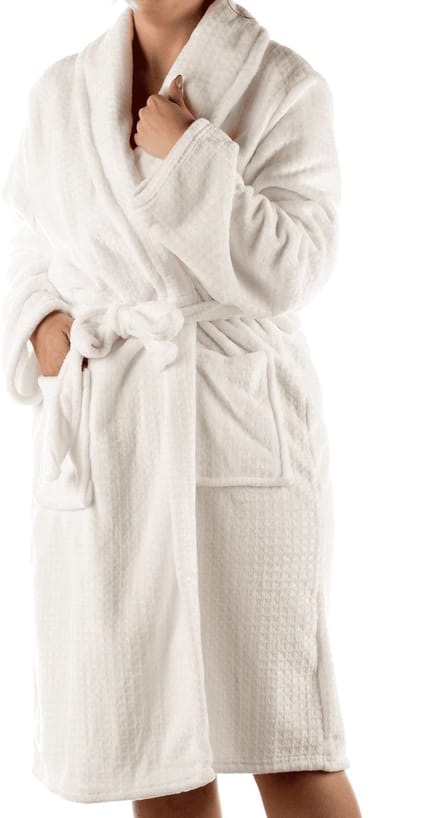 Textino - BEAU - badjas 116 cm - volwassenen - maat M/L - wafelstructuur - Snow White - wit