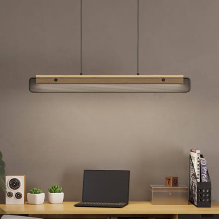 EGLO connect LED hanglamp Kokomo-Z, zwart, hout, staal