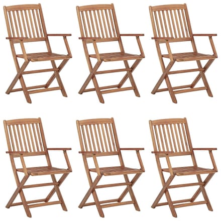 vidaXL - Inklapbare - stoelen - 6 - st - met - kussens - massief - acaciahout