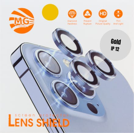 Geschikt Voor iPhone 12 Camera Lens Protector - Goud - Eenvoudige Installatie - Camera Protector iPhone 12 - Roestvrij Staal - Gehard Glas - Screenprotector