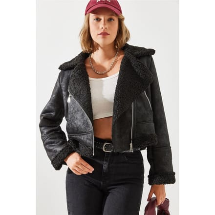Nepleren Crop Jacket met Schal颜色