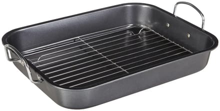 5Five Braadslede/ovenschaal - RVS - rechthoekig - 39 x 29 x 5.5 cm - braadblik met rooster - oven