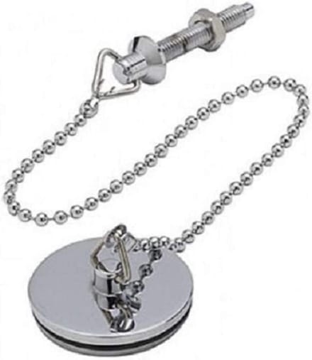 Stootdop met ketting en houder 38 mm verchroomd metaal