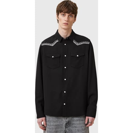 AllSaints Dallin Ls Shirt Black Größe: XL | Casual hemden Outlet | Herren | Schwarz