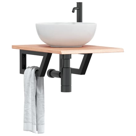 vidaXL - Badkamer - wandschap - staal - en - massief - eikenhout