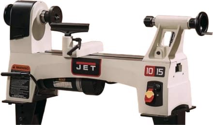 Houtdraaibank max. draaidiameter 254 mm centerlengte 368 mm 0,6 kW 230V variabele snelheden Jet JWL-1015VS-M