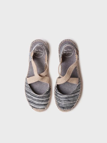 Dames espadrille met sleehak en gekruiste elastische bandjes | SABA-RG