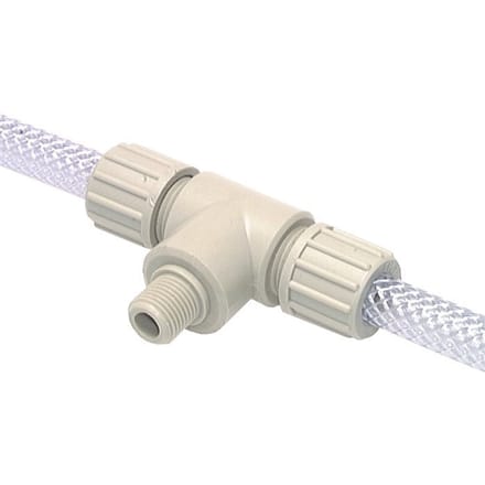 16x10mm & G3/4'' PVDF T-stuk Knelfitting Buitendraad 10bar Kunststof en Polyamide