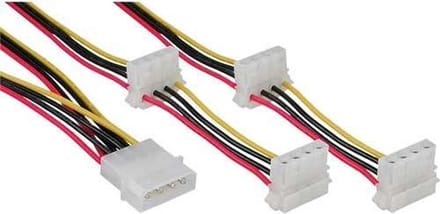 InLine Molex 4p mannelijk naar 4x Molex 4p vrouwelijk - 0,60 meter