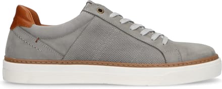 No Stress - Heren - Taupe nubuck sneakers met witte zool - Maat 44