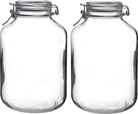 Weckpot/inmaakpot - 2x stuks - 5000 ml - glas - beugelsluiting - D17 x H29 cm