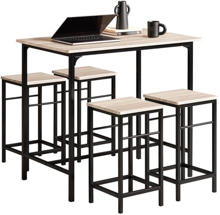 Bartafel keuken - Bartafel Set - Barkruk - Barstoel - keukenstoel - Voetsteun - Zwart