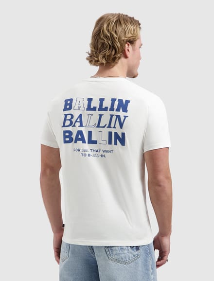 Ballin Amsterdam - Heren Regular fit T-shirts Crewneck SS - Off White - Maat L
