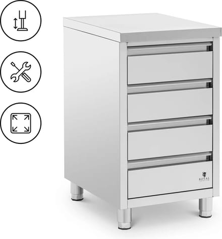RVS werkkast - 4 laden - 50 x 60 cm - Royal Catering RCCD-4S