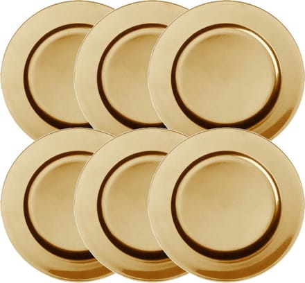 Cepewa kerstdiner onderbord - Set van 8x stuks - goud - kunststof - 33 cm