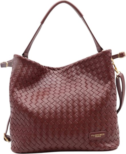 Trendy gevlochten handtas - Flora & Co - bordeaux