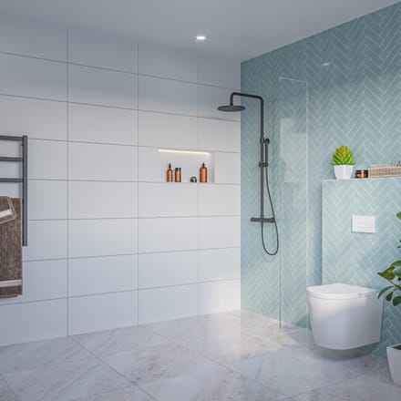 FugaFlow Eccelente Vetro Inloopdouche - helder glas - 180x200cm - 8mm - nano - blind inbouw profiel