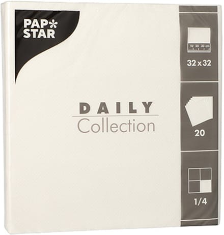 15x 20 Servetten DAILY Collection 1/4 vouw 32 cm x 32 cm wit