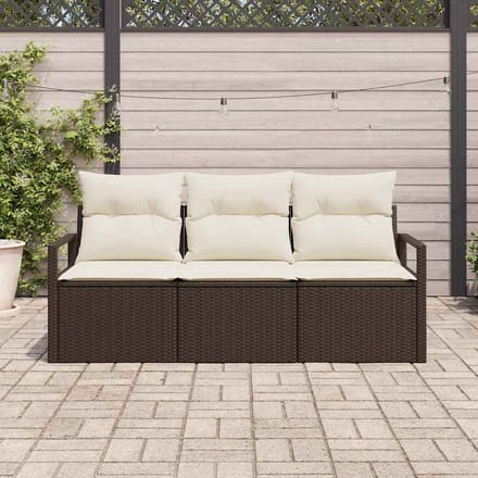 vidaXL - Tuinbank - Set - 3 - st - Bruin - en - wit - poly - rattan