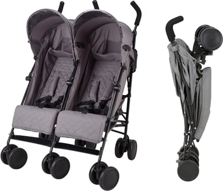 X Adventure Duo Buggy / Tweeling Buggy – Lichtgewicht Dubbele Buggy Tandem Buggy - Grijs