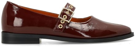 Manfield - Dames - Burgundy lakleren loafers - Maat 36