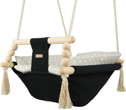 Babyschommel - voor binnen - zwart crème met diamant - tot 20 kg